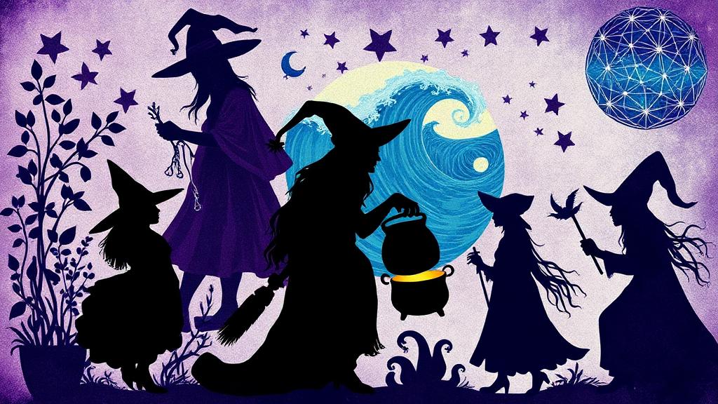 Different types of witches silhouettes